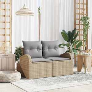 Zahradní sofa s polštářem Béžová 124 x 62 x 69cm polyratan - obrázek 1