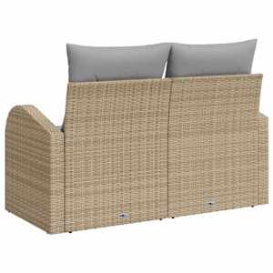 Zahradní sofa s polštářem Béžová 124 x 62 x 69cm polyratan - obrázek 4