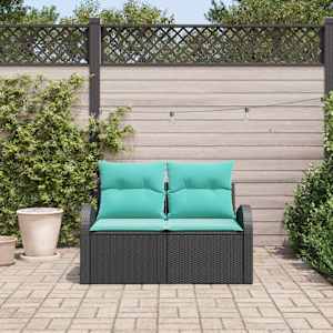 Zahradní sofa Černá 124 x 62 x 85cm polyratan - obrázek 3