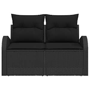 Zahradní sofa s polštářem Černá 124 x 62 x 69cm polyratan - obrázek 3
