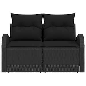 Zahradní sofa s polštářem Černá 124 x 62 x 69cm polyratan - obrázek 4