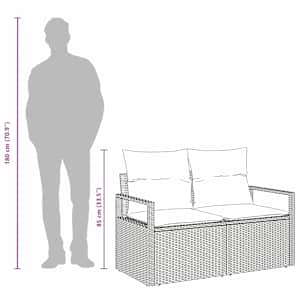 Zahradní sofa s polštářem 120 x 62 x 69 cm polyratan - obrázek 9