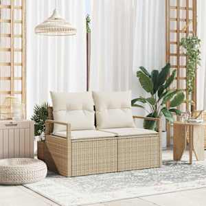 Zahradní sofa s polštářem 120 x 62 x 69 cm polyratan - obrázek 1