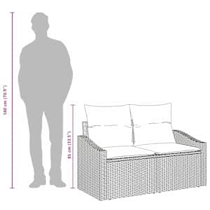 Zahradní sofa s polštářem 123 x 62 x 69 cm polyratan - obrázek 8