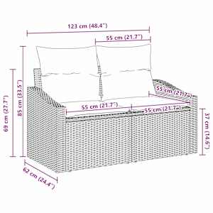 Zahradní sofa s polštářem 123 x 62 x 69 cm polyratan - obrázek 7