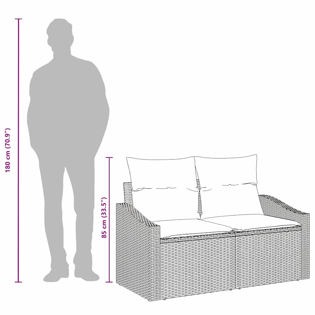 Zahradní sofa Šedá 123 x 62 x 69cm polyratan - obrázek 9