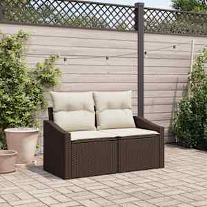 Zahradní sofa s polštářem 123 x 62 x 69 cm polyratan - obrázek 1