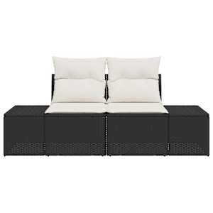 Zahradní sofa s polštářem Černá 184 x 62 x 69 cm polyratan - obrázek 5