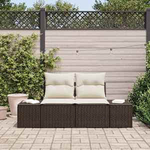 Zahradní sofa s polštářem Hnědá 184 x 62 x 69 cm polyratan - obrázek 3