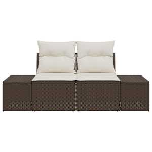 Zahradní sofa s polštářem Hnědá 184 x 62 x 69 cm polyratan - obrázek 5