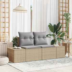 Zahradní sofa s polštářem Béžová 184 x 62 x 69 cm polyratan - obrázek 1