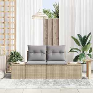 Zahradní sofa s polštářem Béžová 184 x 62 x 69 cm polyratan - obrázek 3