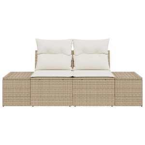 Zahradní sofa s polštářem Béžová 184 x 62 x 69 cm polyratan - obrázek 4