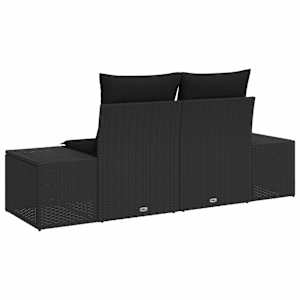 Zahradní sofa s polštářem Černá 184 x 62 x 69 cm polyratan - obrázek 4