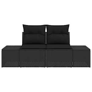 Zahradní sofa s polštářem Černá 184 x 62 x 69 cm polyratan - obrázek 5