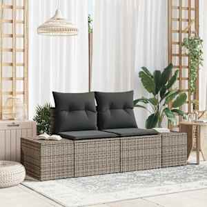 Zahradní sofa s polštářem Šedá 184 x 62 x 69 cm polyratan - obrázek 1