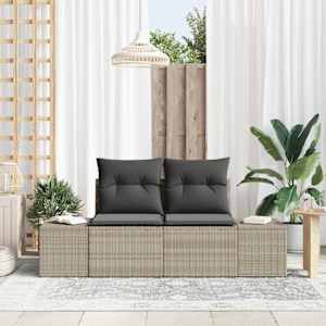 Vrtni kavč z blazino Siva 184 x 62 x 69 cm poli ratan