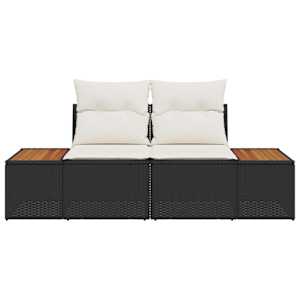 Zahradní sofa Černá 184 x 62 x 85cm polyratan - obrázek 5