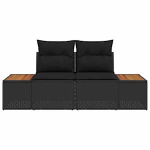 Zahradní sofa Černá 184 x 62 x 85cm polyratan - obrázek 2