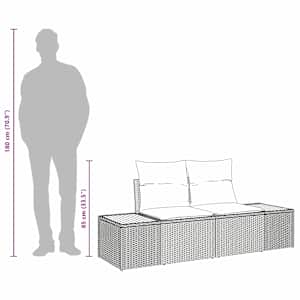 Zahradní sofa Černá 184 x 62 x 85cm polyratan - obrázek 5