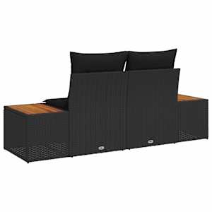 Zahradní sofa Černá 184 x 62 x 85cm polyratan - obrázek 4