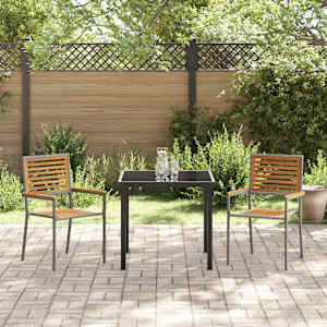 Zahradní stohovatelné židle 2 pcs Hnědá a šedá 54 x 56 x 90 cm - obrázek 3