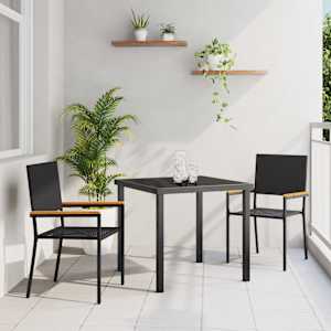 Zahradní stohovatelné židle 2 pcs Černá a hnědá 54 x 56 x 90 cm - obrázek 1