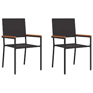 Zahradní stohovatelné židle 2 pcs Černá a hnědá 54 x 56 x 90 cm - obrázek 2