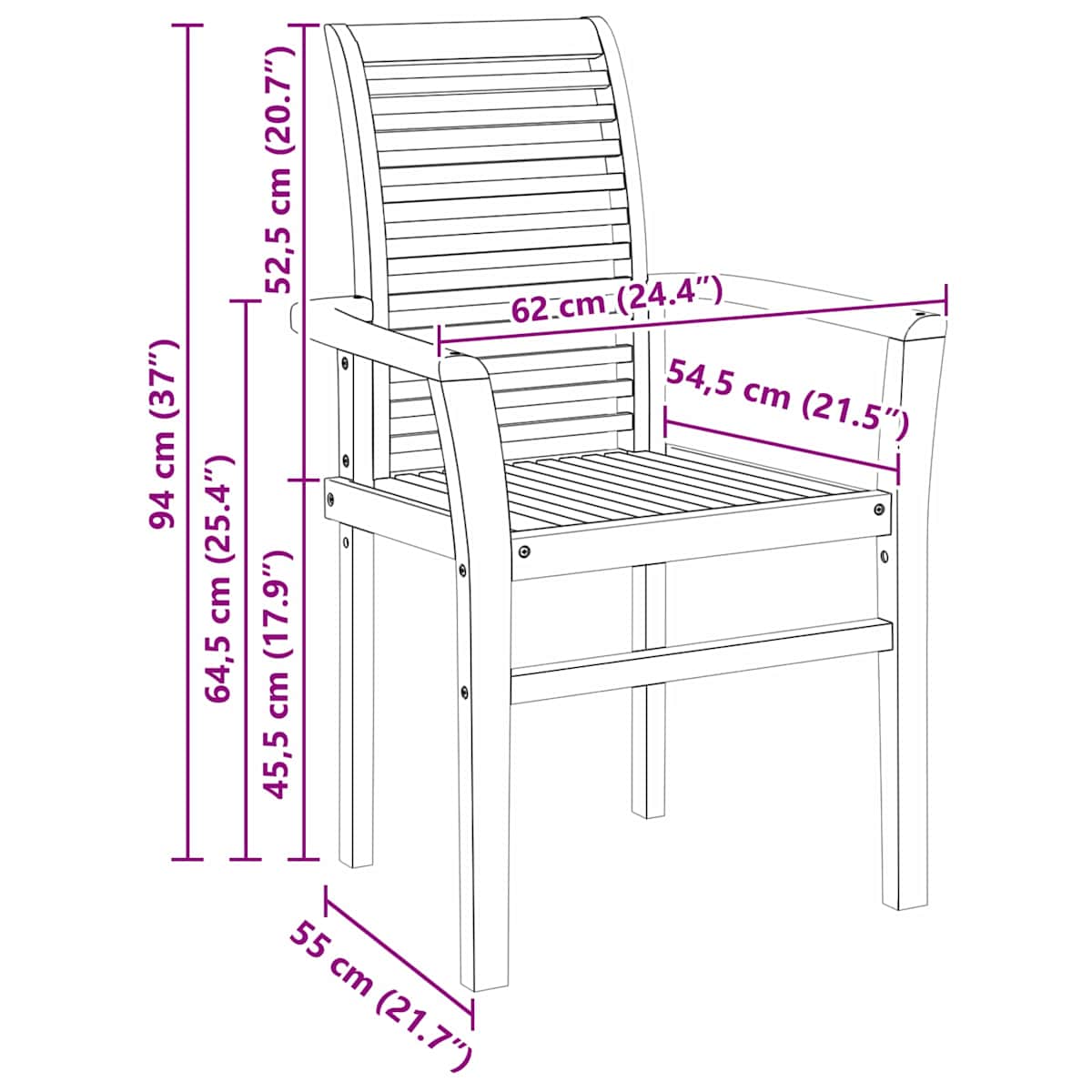 Spisestuestol Massiv Teaktræ Brun 62 x 55 x 94 cm - Billede 10