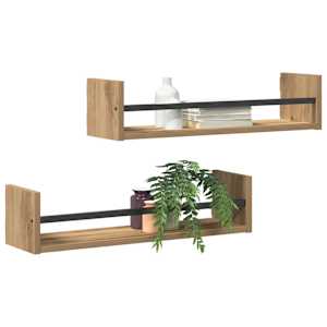 Nástěnná polička Nástěnný 2 pcs Artisanový dub 60 x 16 x 14 cm - obrázek 3