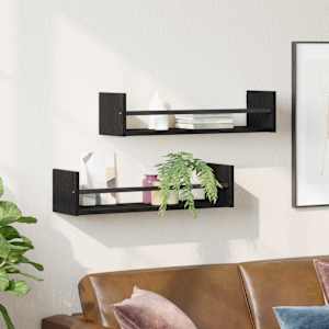 Nástěnná polička Nástěnný 2 pcs Černý dub 60 x 16 x 14 cm - obrázek 4