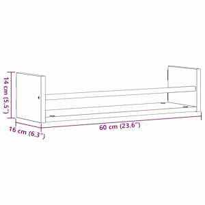 Nástěnná polička Nástěnný 2 pcs Černý dub 60 x 16 x 14 cm - obrázek 10