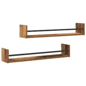 Nástěnná polička Nástěnný 2 pcs Staré dřevo 80 x 16 x 14 cm - obrázek 2