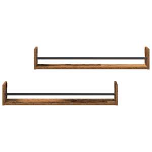 Nástěnná polička Nástěnný 2 pcs Staré dřevo 80 x 16 x 14 cm - obrázek 6