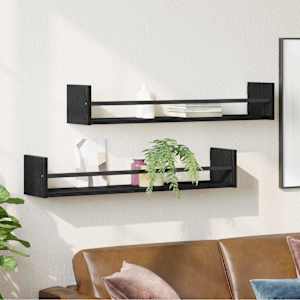 Nástěnná polička Nástěnný 2 pcs Černý dub 80 x 16 x 14 cm - obrázek 4