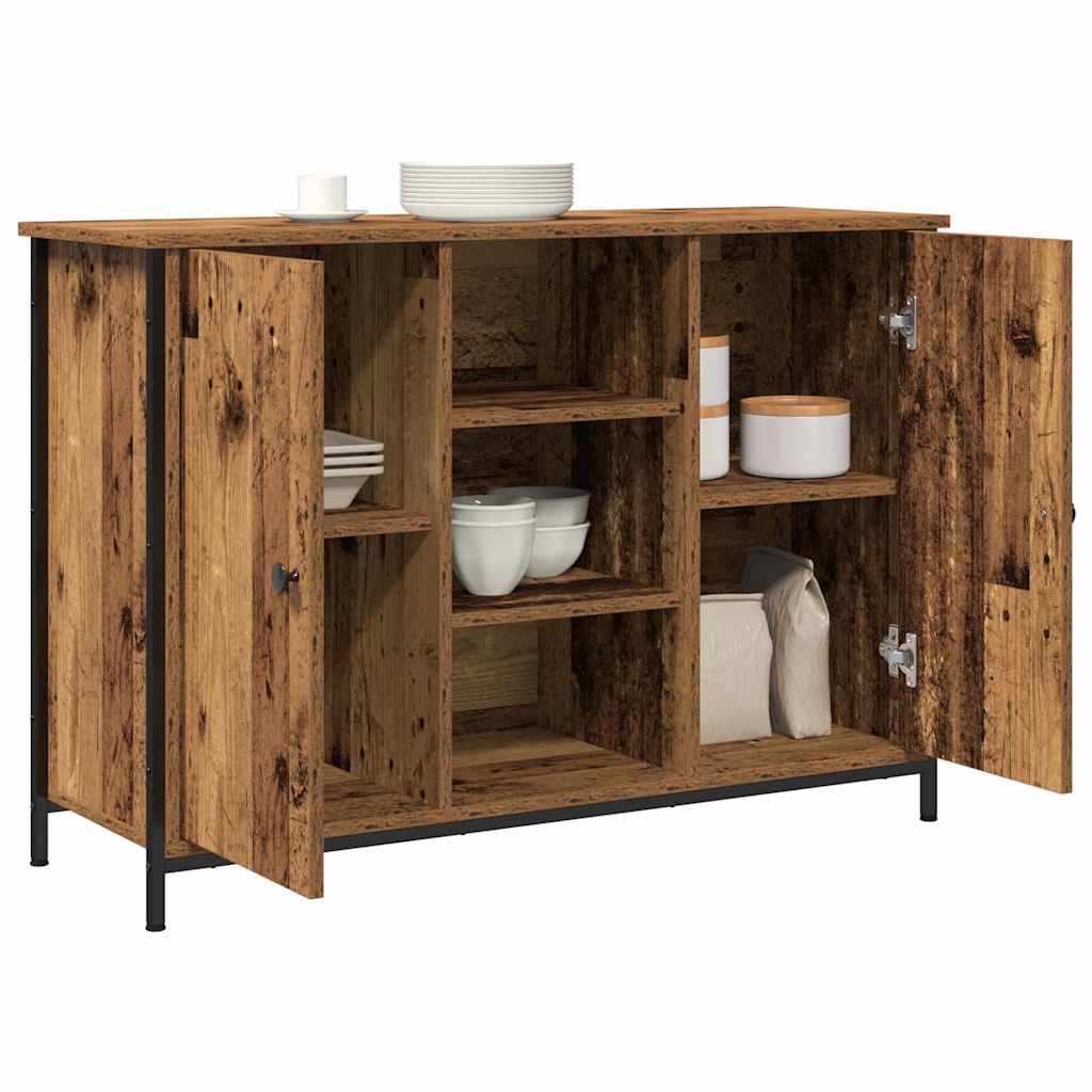 vidaXL Dressoir 100x35x70 cm bewerkt hout en staal oud houtkleurig