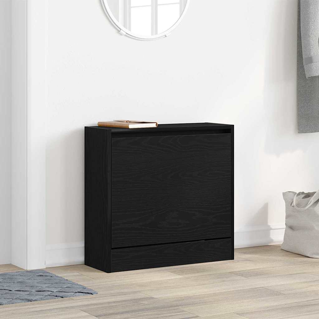 Skrinka na topánky Čierny dub 60x21x57 cm Kompozitné drevo 869101