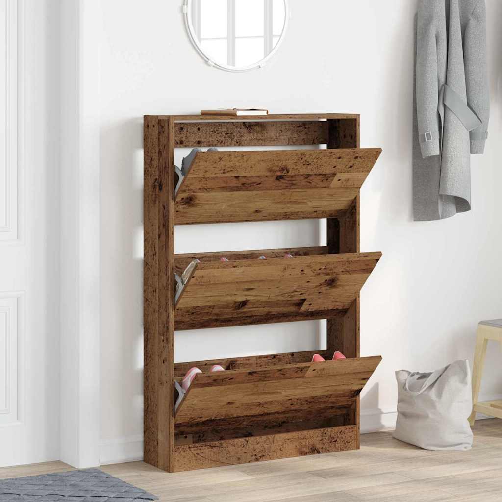 Kengäteline vanhaa puuta 80x21x125,5 cm valmistettu puusta