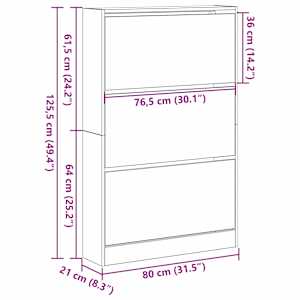 Skříň na obuv s policí Artisanový dub 80 x 21 x 125,5 cm - obrázek 12