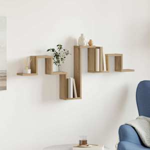 Stenska polica s shranjevanjem Umetni hrast 104.5 x 43 x 10 cm