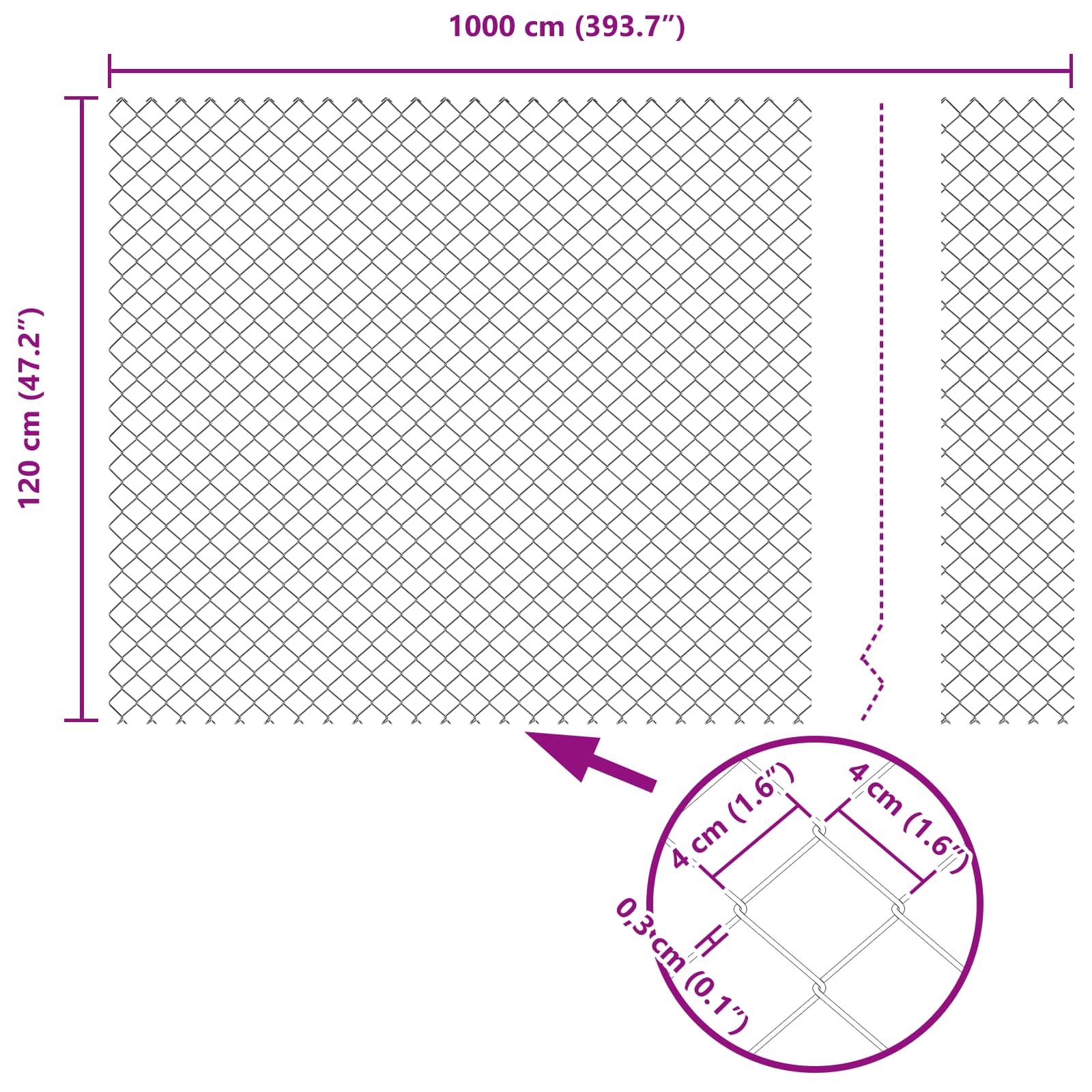 Kædehegn Grå 1,2x10 m Stål 3 8721158942555 wbg