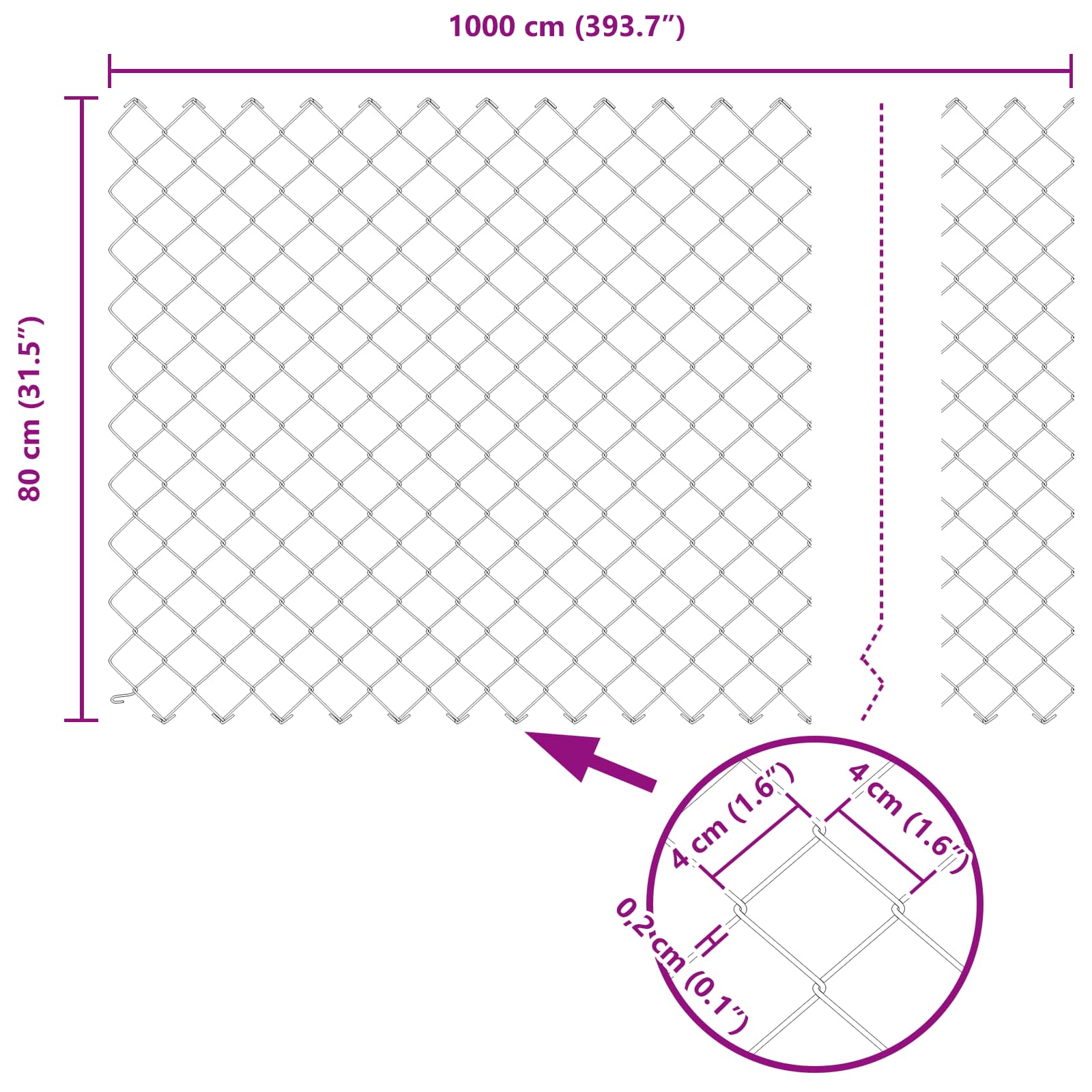 Kædetråd Hegn 0.8x10 m Galvaniseret Stål 3 8721158942869 wbg