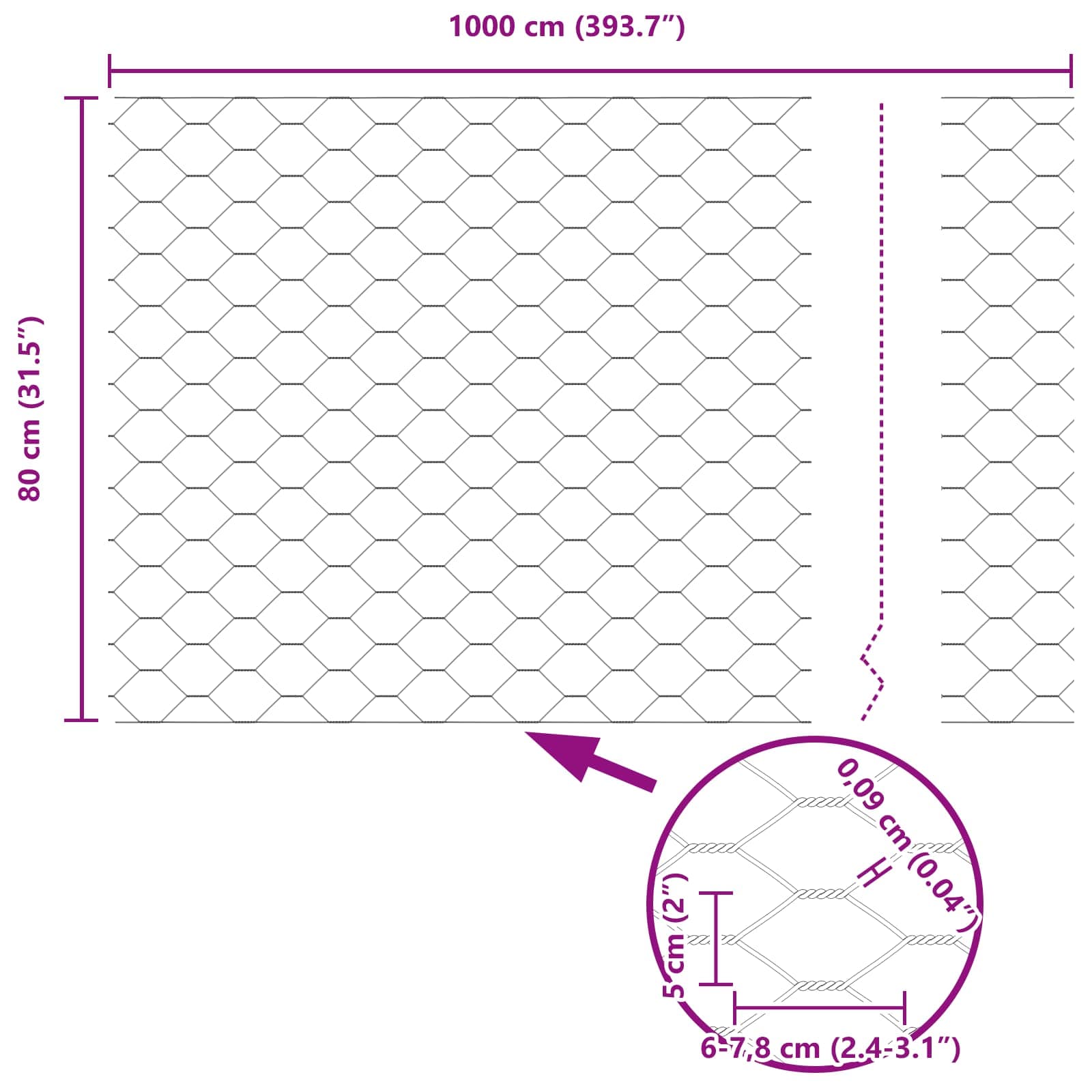 Hexagonhegn Grøn 0.8x10 m Stål 3 8721158943286 wbg