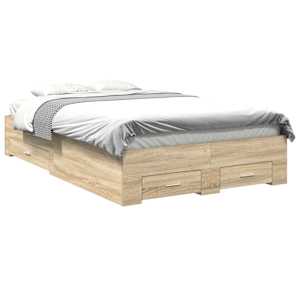 vidaXL Voodi raam sahtliga ladustamisega Pruun 120 x 190 cm Tehispuit