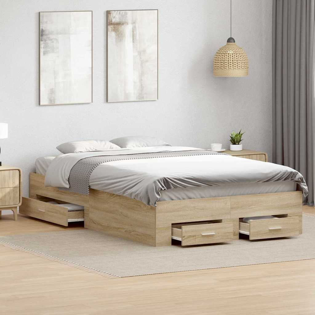 voodiraam Sonoma tamm 140x200 cm Töödeldud puit