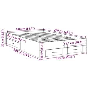 Rám postele se zásuvkou Hnědá 140 x 200 cm kompozitní dřevo - obrázek 11