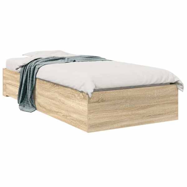 vidaXL Voodi raam sahtliga ladustamisega Pruun 90 x 190 cm Tehispuit