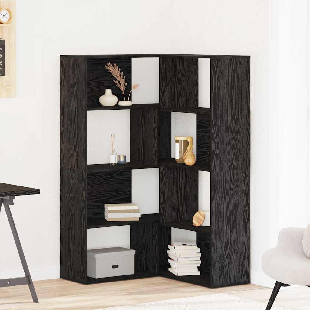 Hjørneskab Sort Eg 140x30x140 cm Konstrueret træ