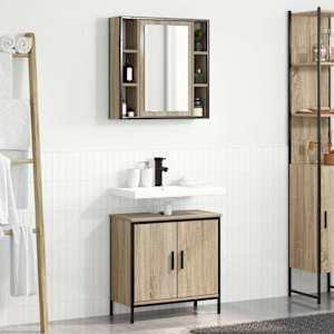 Komplet pohištva za kopalnico 2 pcs Rjava Konstruiran les