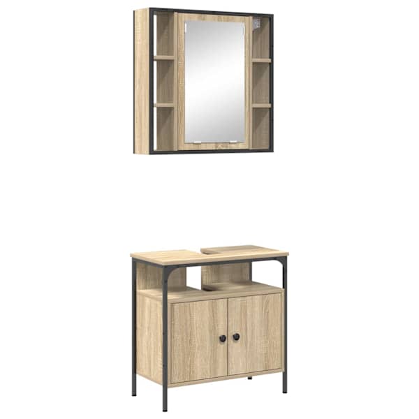 vidaXL Vannitoa m&ouml;&ouml;bleset 2 tk Pruun 60 x 30 x 60 cm Tehispuit